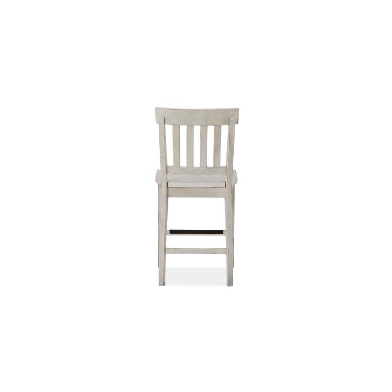 Bowery Hill Traditional Solid Pine Wood Counter Chairs in White (Set of 2)
