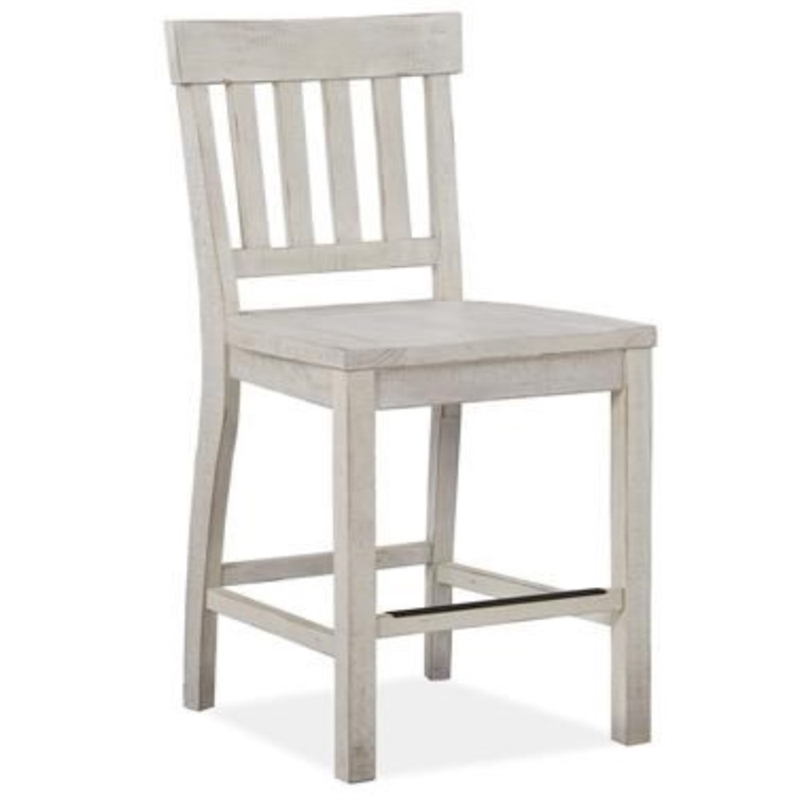 Bowery Hill Traditional Solid Pine Wood Counter Chairs in White (Set of 2)