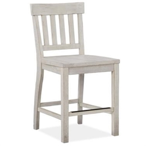 Bowery Hill Traditional Solid Pine Wood Counter Chairs in White (Set of 2)