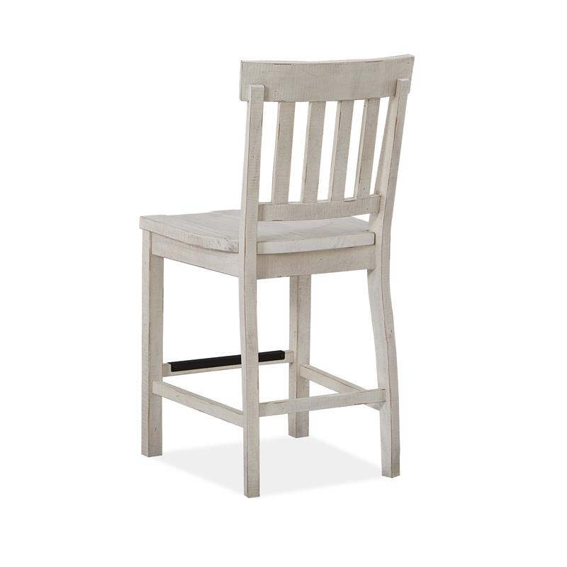 Bowery Hill Traditional Solid Pine Wood Counter Chairs in White (Set of 2)
