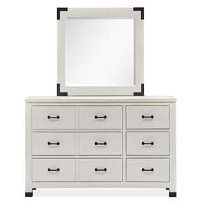 Bowery Hill Coastal Pine Wood Landscape Mirror in Soft Alabaster