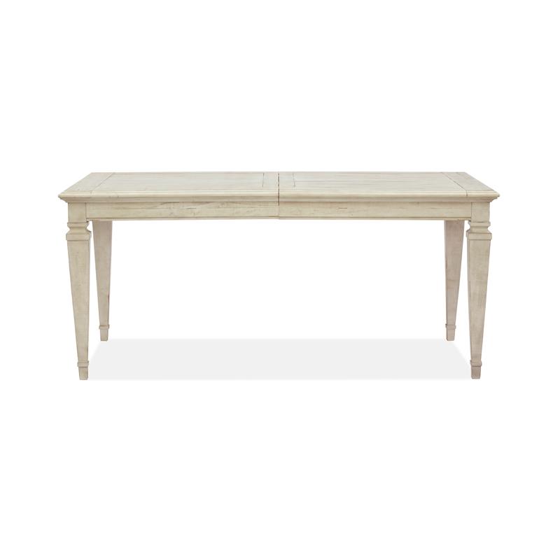 Bowery Hill Coastal Wood Rectangular Dining Table in Ivory Finish