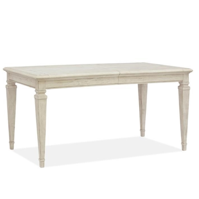 Bowery Hill Coastal Wood Rectangular Dining Table in Ivory Finish