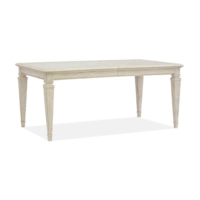 Bowery Hill Coastal Wood Rectangular Dining Table in Ivory Finish