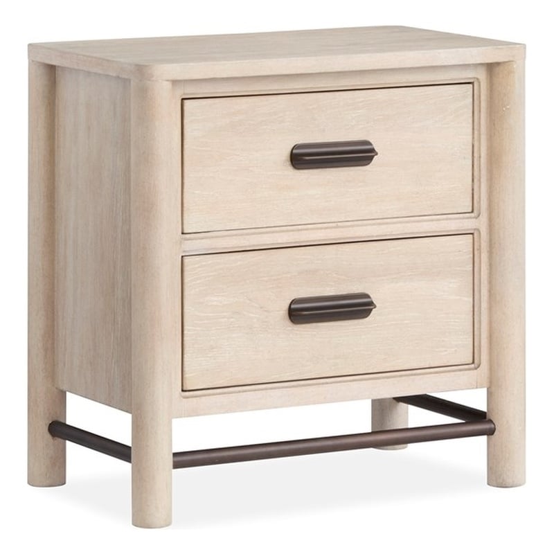 Bowery Hill Transitional Oak Veneer and Hardwood Solids Brown Drawer Nightstand