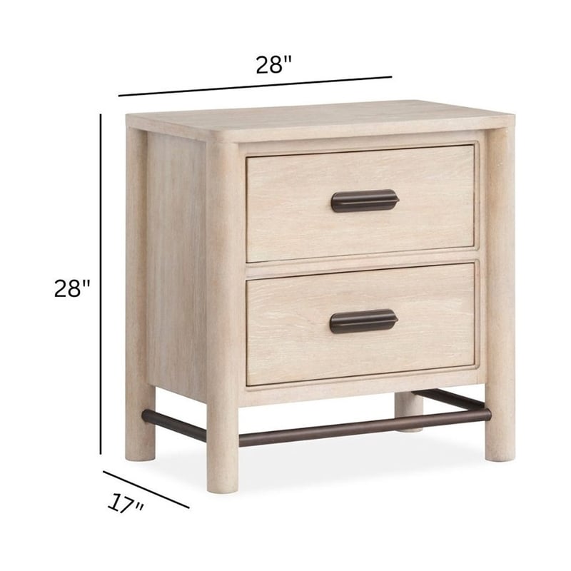 Bowery Hill Transitional Oak Veneer and Hardwood Solids Brown Drawer Nightstand