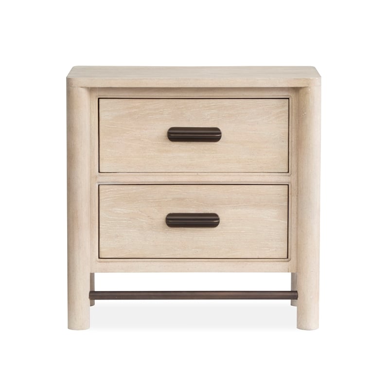 Bowery Hill Transitional Oak Veneer and Hardwood Solids Brown Drawer Nightstand