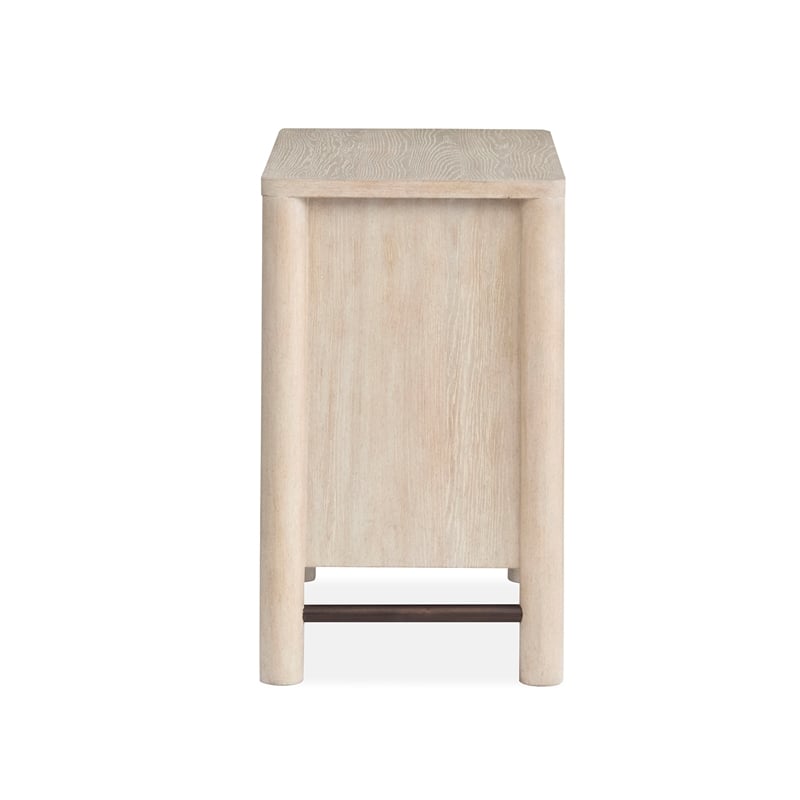 Bowery Hill Transitional Oak Veneer and Hardwood Solids Brown Drawer Nightstand