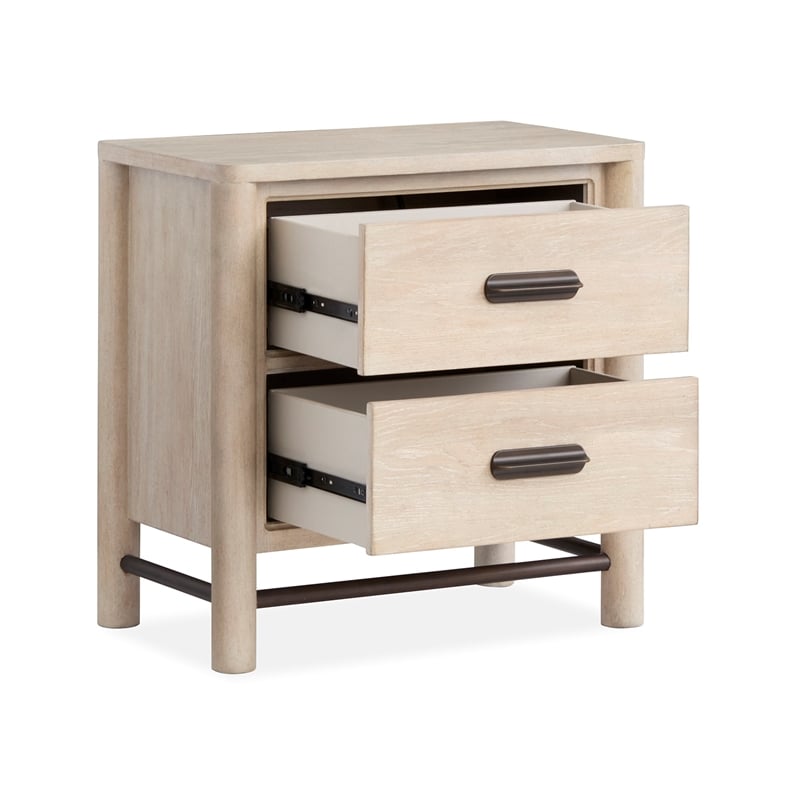 Bowery Hill Transitional Oak Veneer and Hardwood Solids Brown Drawer Nightstand