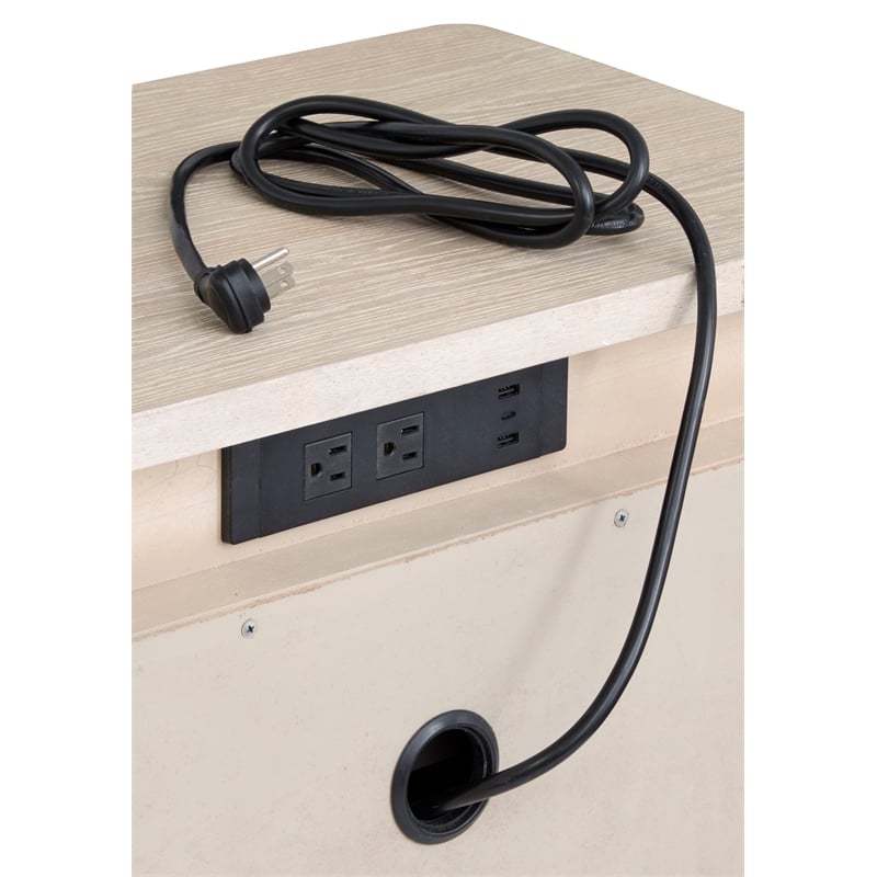Bowery Hill Transitional Oak Veneer and Hardwood Solids Brown Drawer Nightstand