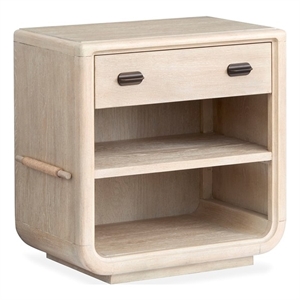 Bowery Hill Transitional Oak Veneer and Hardwood Solids Brown Open Nightstand