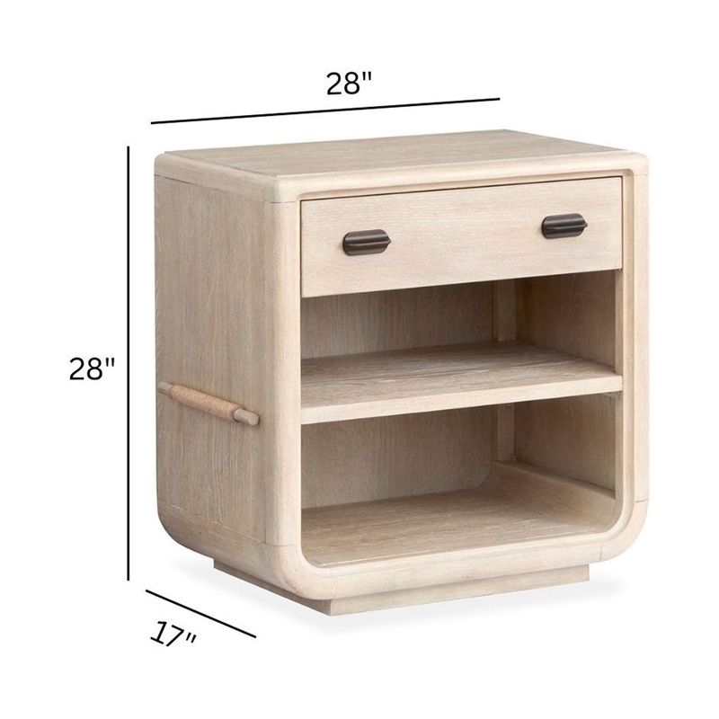 Bowery Hill Transitional Oak Veneer and Hardwood Solids Brown Open Nightstand