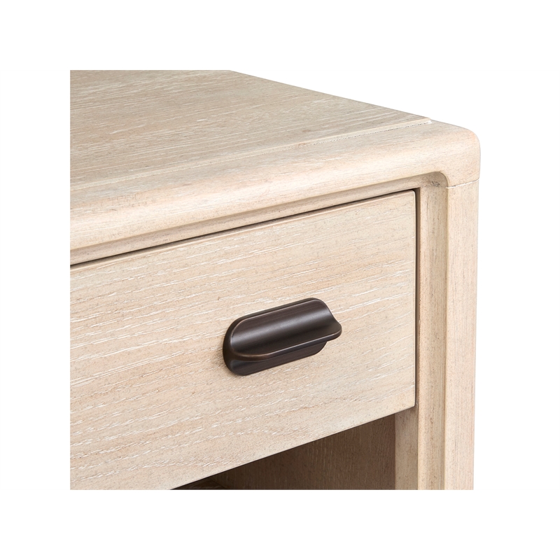 Bowery Hill Transitional Oak Veneer and Hardwood Solids Brown Open Nightstand