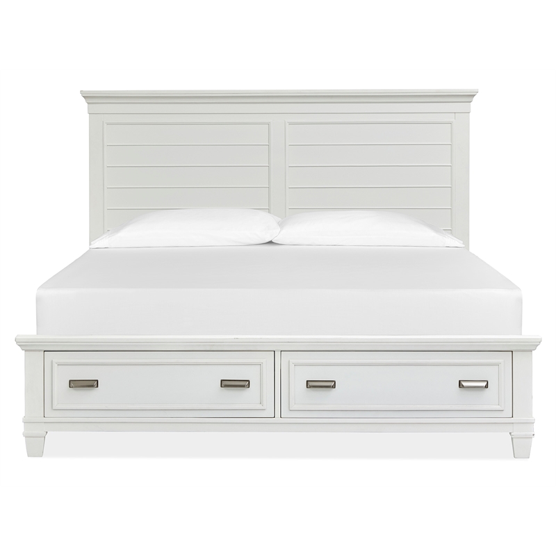 Bowery Hill Traditional White Dove King White Panel Storage Bed