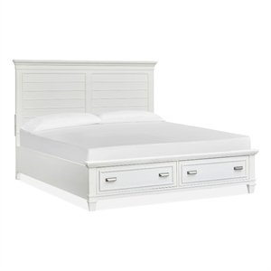 Bowery Hill Traditional White Dove King White Panel Storage Bed