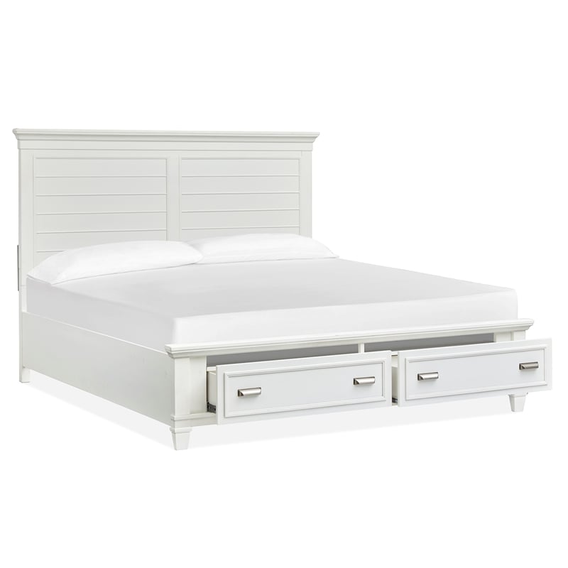 Bowery Hill Traditional White Dove California King White Panel Storage Bed