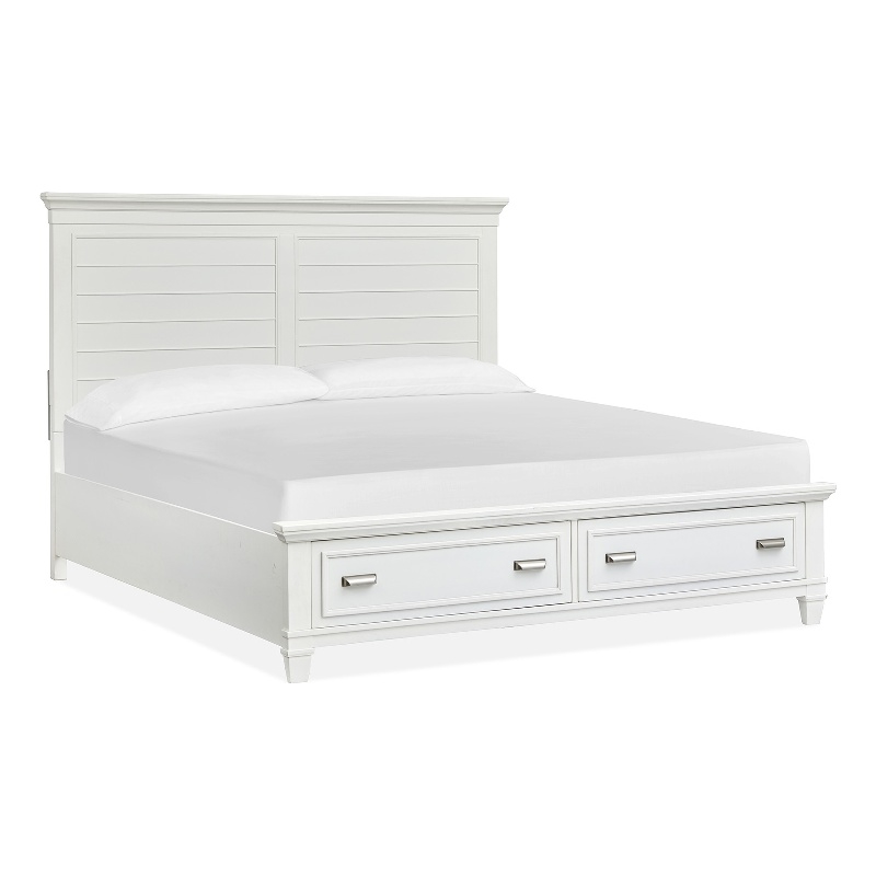 Bowery Hill Traditional White Dove California King White Panel Storage Bed