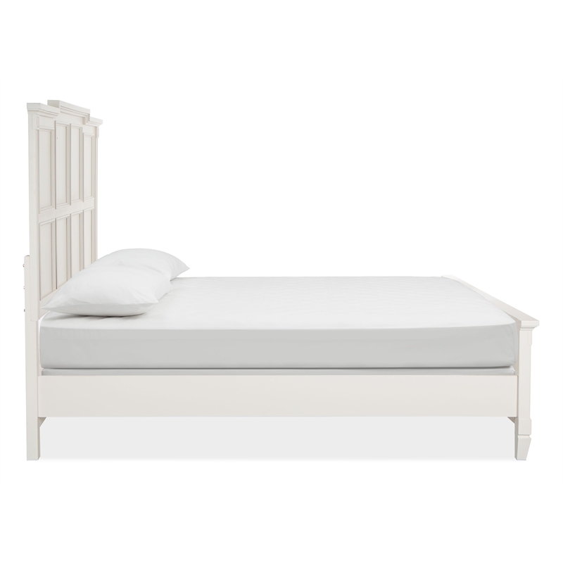 Bowery Hill Birch Veneer and Hardwood Solids Egg Shell White King Panel Bed