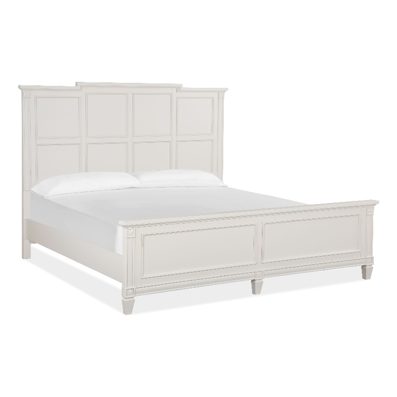 Bowery Hill Birch Veneer and Hardwood Solids Egg Shell White King Panel Bed