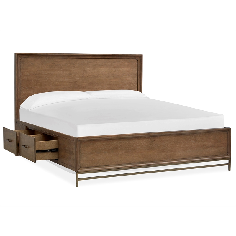 Bowery Hill Traditional Belgian Wheat And Coffee Bean Queen Panel Storage Bed