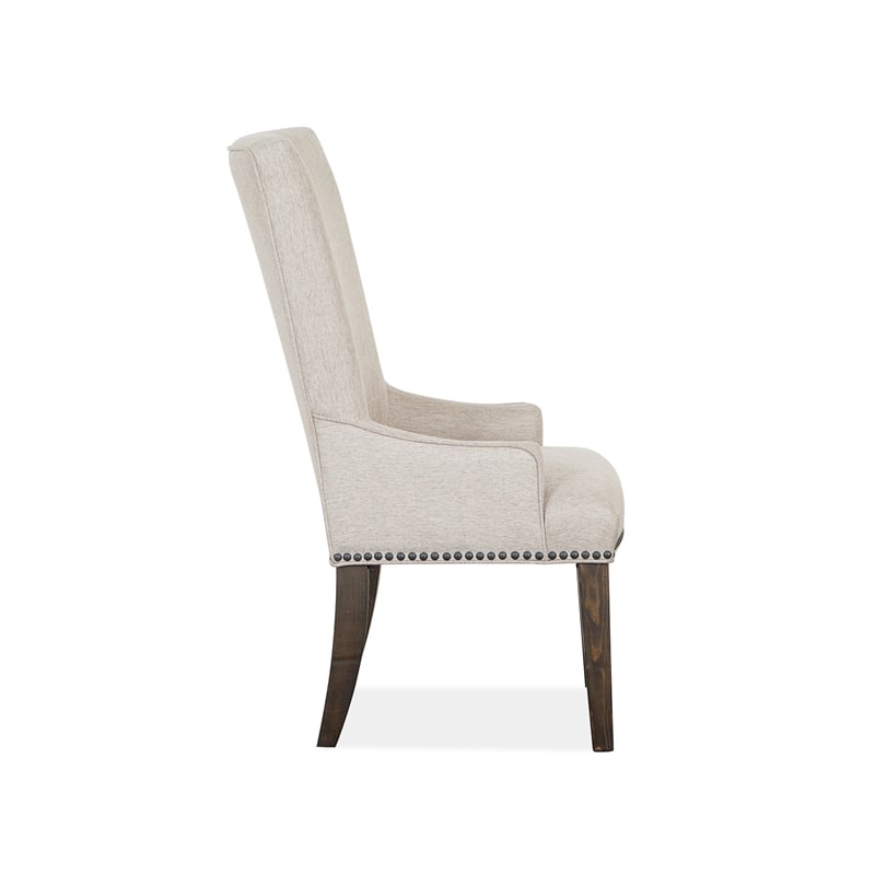 Bowery Hill Traditional Peppercorn Upholstered Host Chair Two Pack