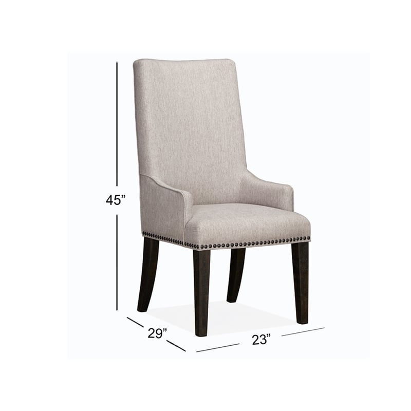 Bowery Hill Traditional Peppercorn Upholstered Host Chair Two Pack
