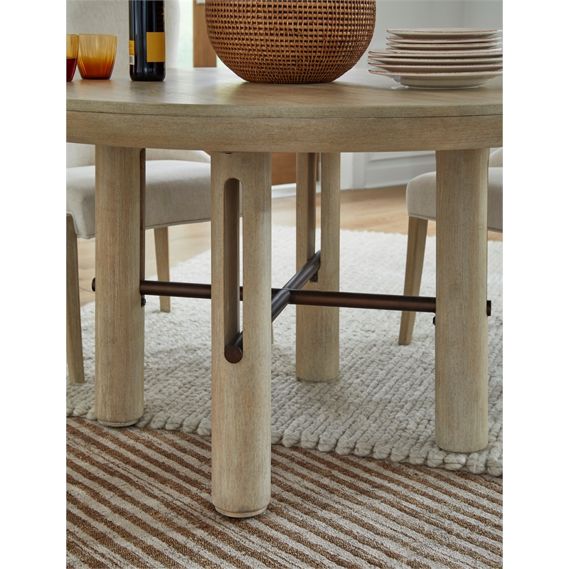 Bowery Hill Transitional Brown Extendable Round Dining Table