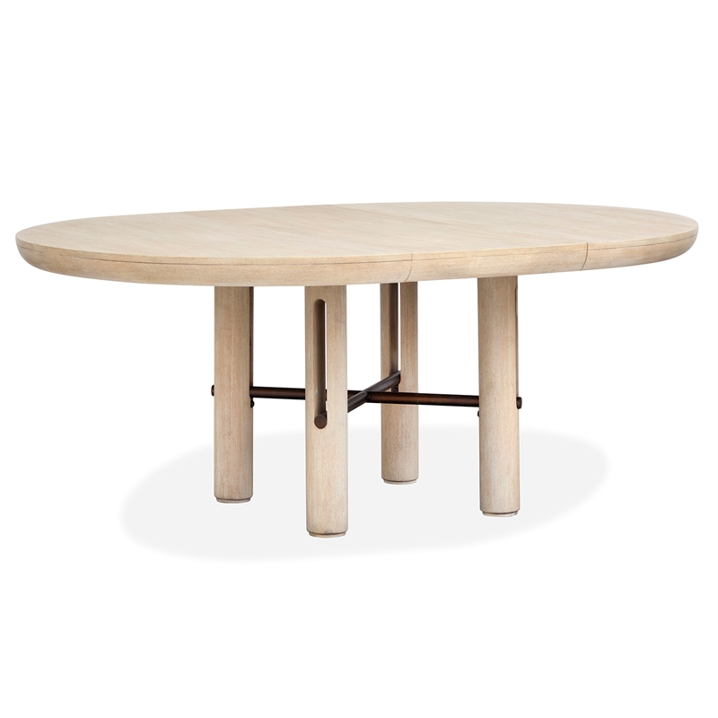 Bowery Hill Transitional Brown Extendable Round Dining Table