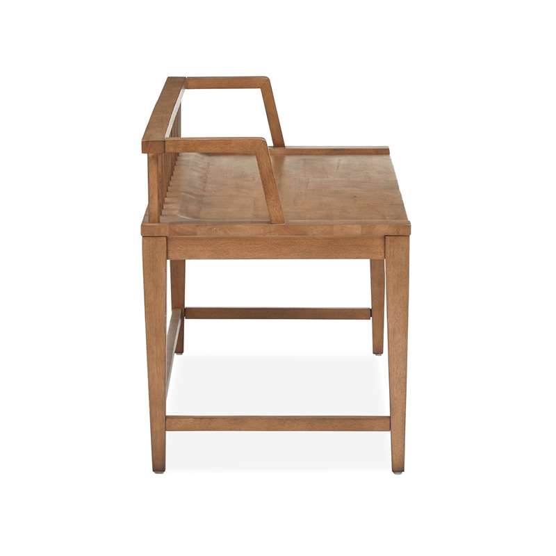 Bowery Hill Contemporary Wood Belgian Wheat Low Back Arm Bench