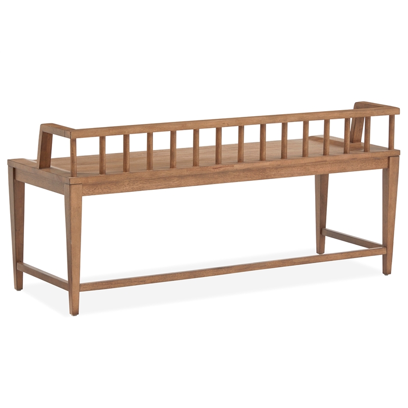 Bowery Hill Contemporary Wood Belgian Wheat Low Back Arm Bench