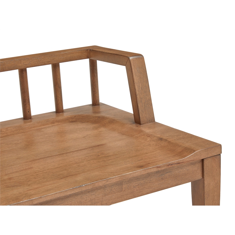 Bowery Hill Contemporary Wood Belgian Wheat Low Back Arm Bench