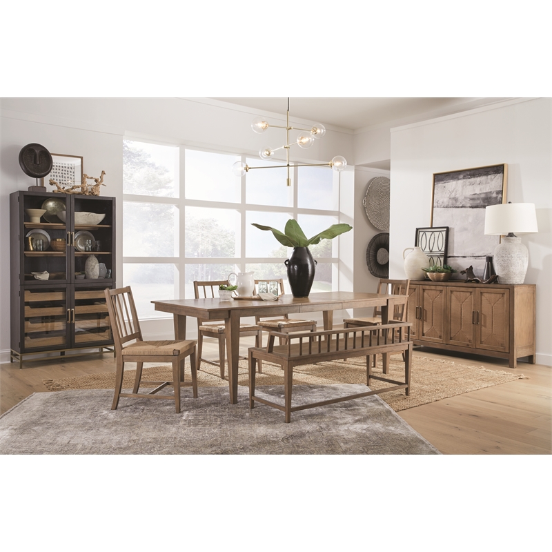 Bowery Hill Contemporary Wood Belgian Wheat Low Back Arm Bench