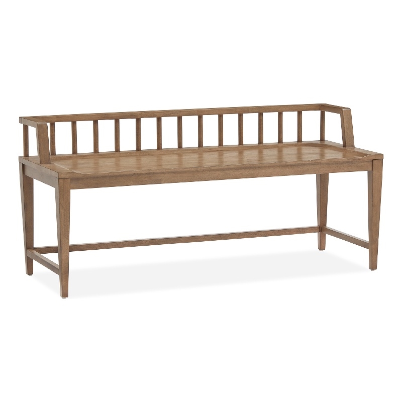 Bowery Hill Contemporary Wood Belgian Wheat Low Back Arm Bench