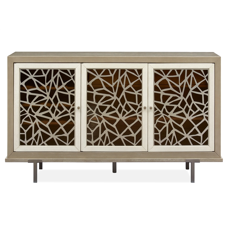 Bowery Hill Transitional Warm Silver And Acadia White Server