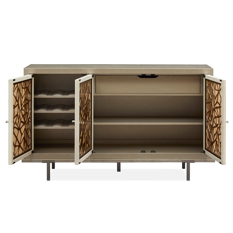 Bowery Hill Transitional Warm Silver And Acadia White Server