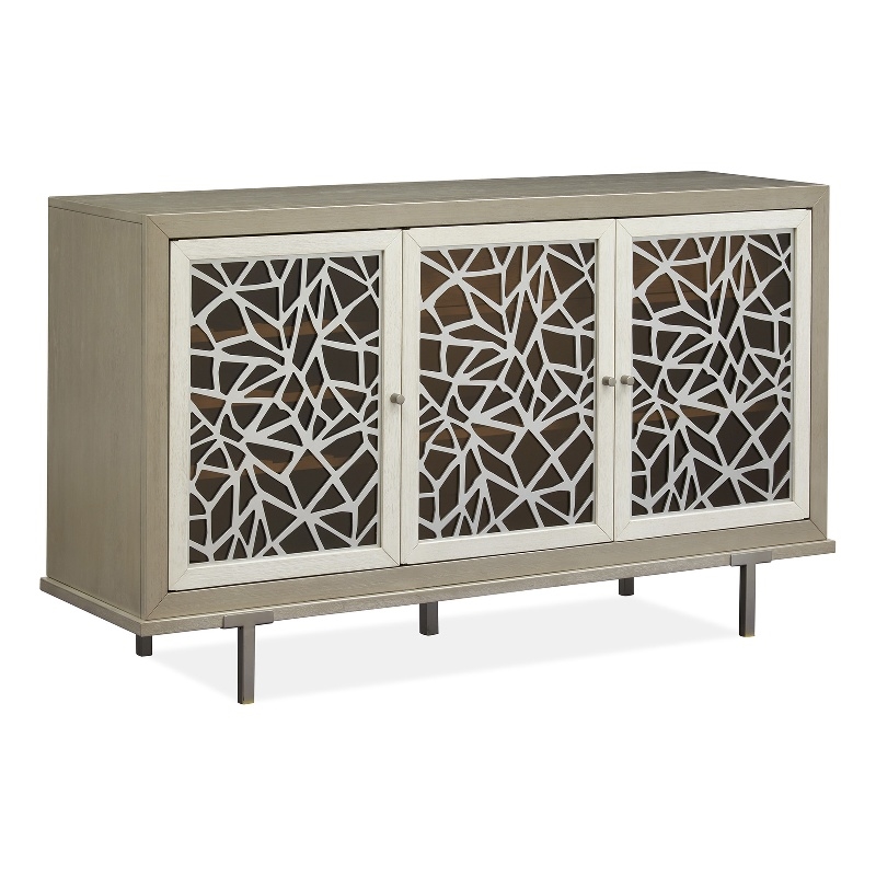 Bowery Hill Transitional Warm Silver And Acadia White Server
