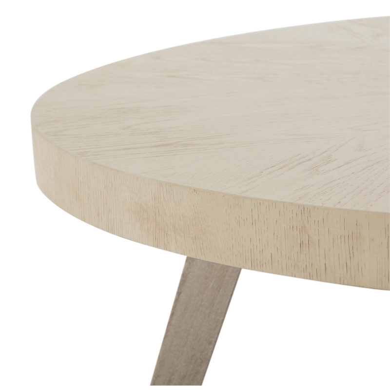 Bowery Hill Transitional Warm Silver And Acadia White Round Dining Table