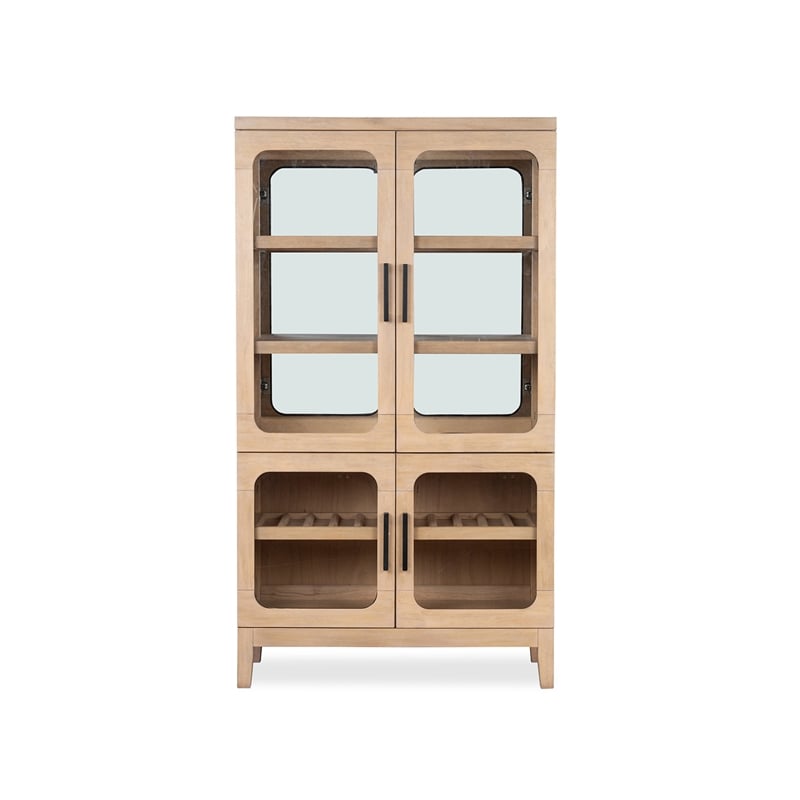 Bowery Hill Transitional Oak Veneer and Hardwood Solids Butternut Buffet Curio