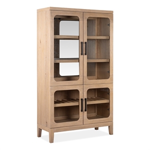 Bowery Hill Transitional Oak Veneer and Hardwood Solids Butternut Buffet Curio