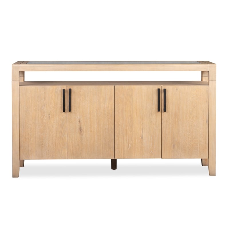 Bowery Hill Transitional Oak Veneer and Hardwood Solids Butternut Sideboard