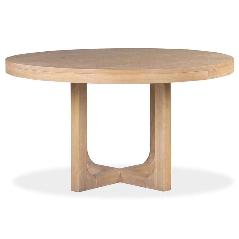 Bowery Hill Oak Veneer and Hardwood Solids Butternut Round Dining Table