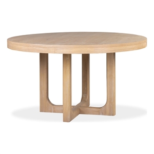 Bowery Hill Oak Veneer and Hardwood Solids Butternut Round Dining Table