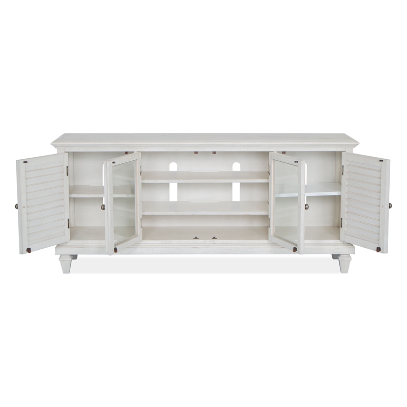 Bowery Hill Traditional Pine Veneer and Pine Solids Alabaster Entertainment Wall