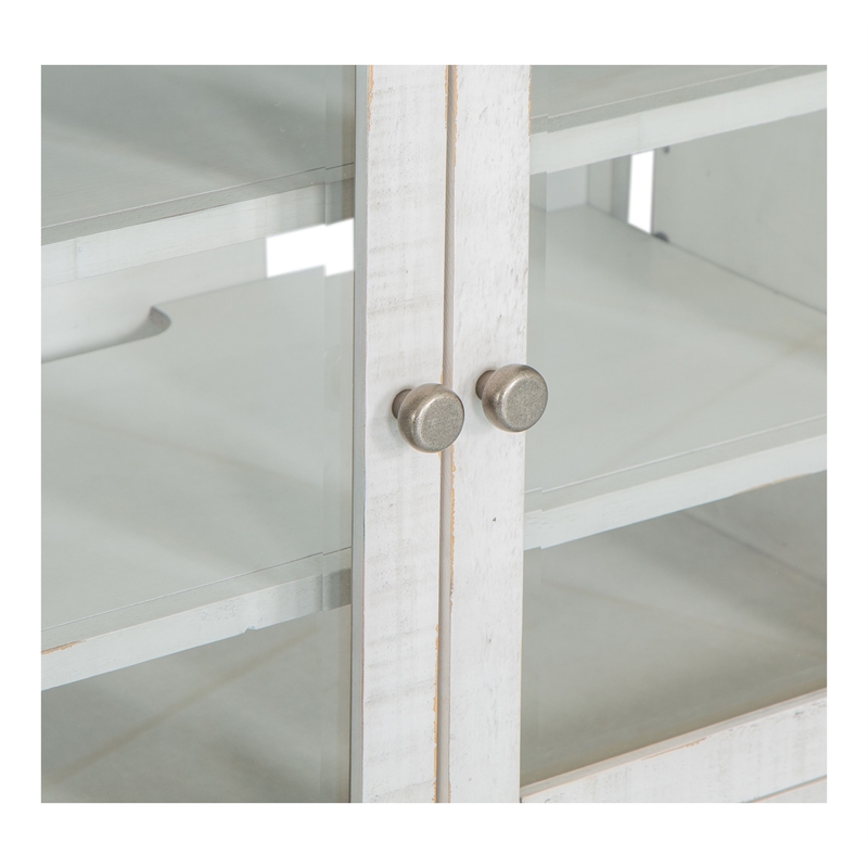 Bowery Hill Traditional Pine Veneer and Pine Solids Alabaster Entertainment Wall