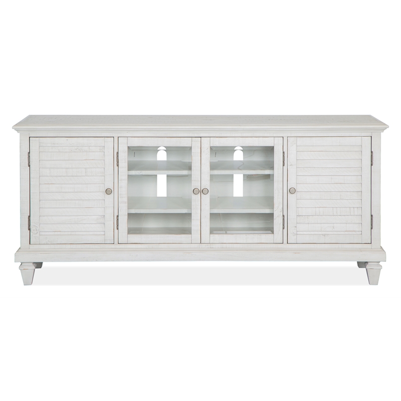 Bowery Hill Traditional Pine Veneer and Pine Solids Alabaster Entertainment Wall