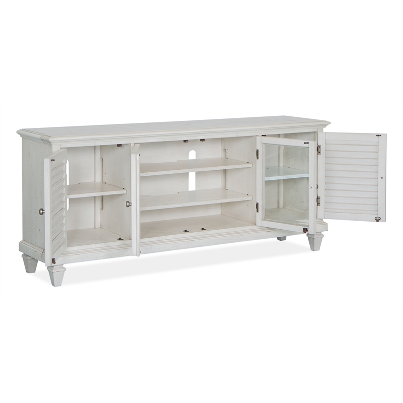 Bowery Hill Traditional Pine Veneer and Pine Solids Alabaster Entertainment Wall