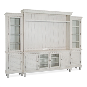 Bowery Hill Traditional Pine Veneer and Pine Solids Alabaster Entertainment Wall