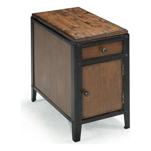 Bowery Hill Distressed Natural Pine Chairside Door End Table
