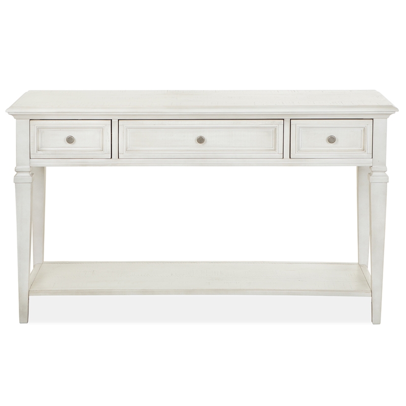 Bowery Hill Transitional Wood Alabaster Rectangular Sofa Table