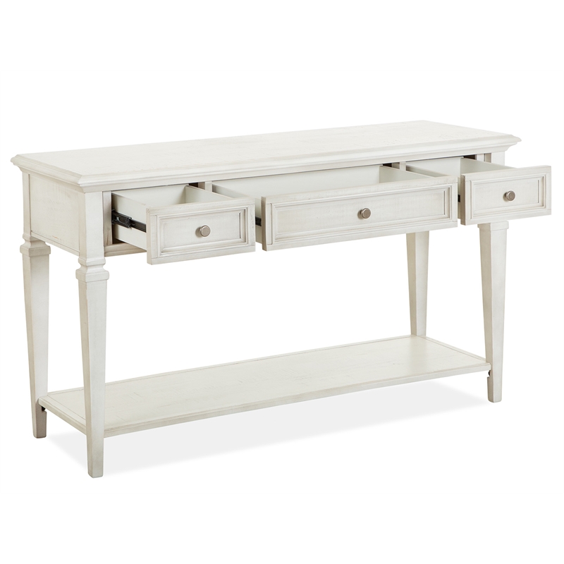 Bowery Hill Transitional Wood Alabaster Rectangular Sofa Table